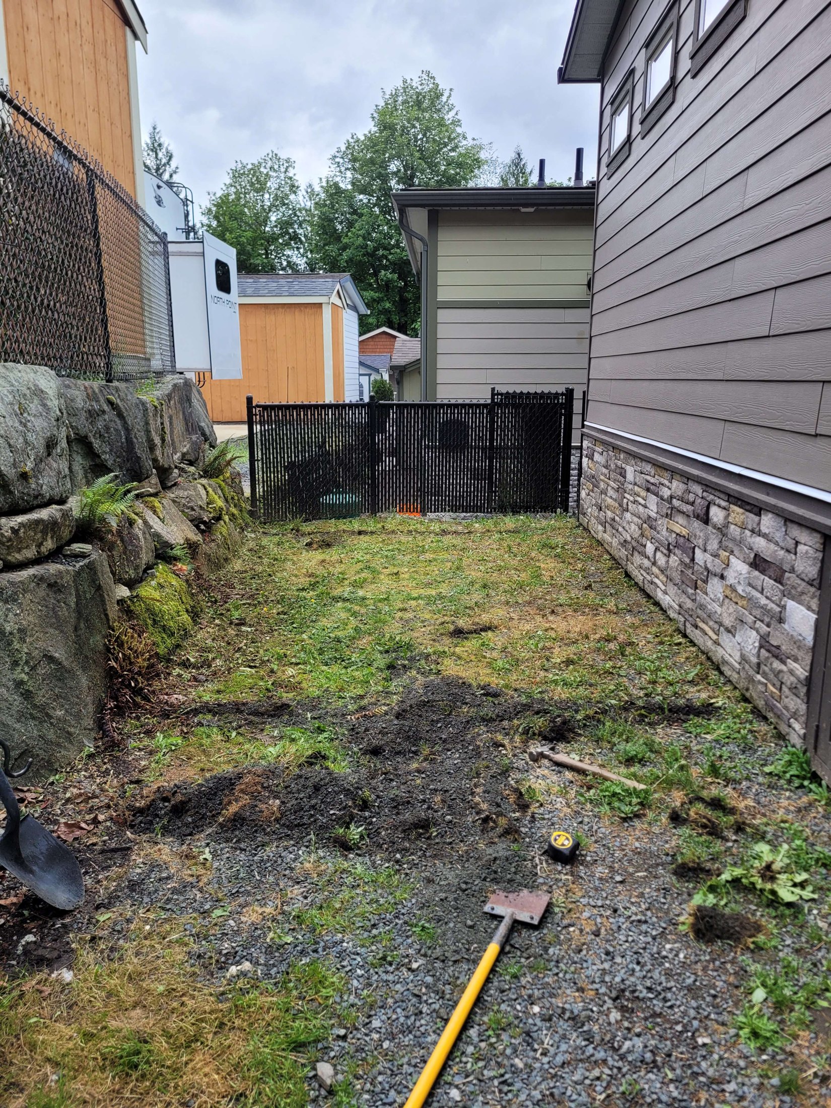 Unused side yard before deck construction