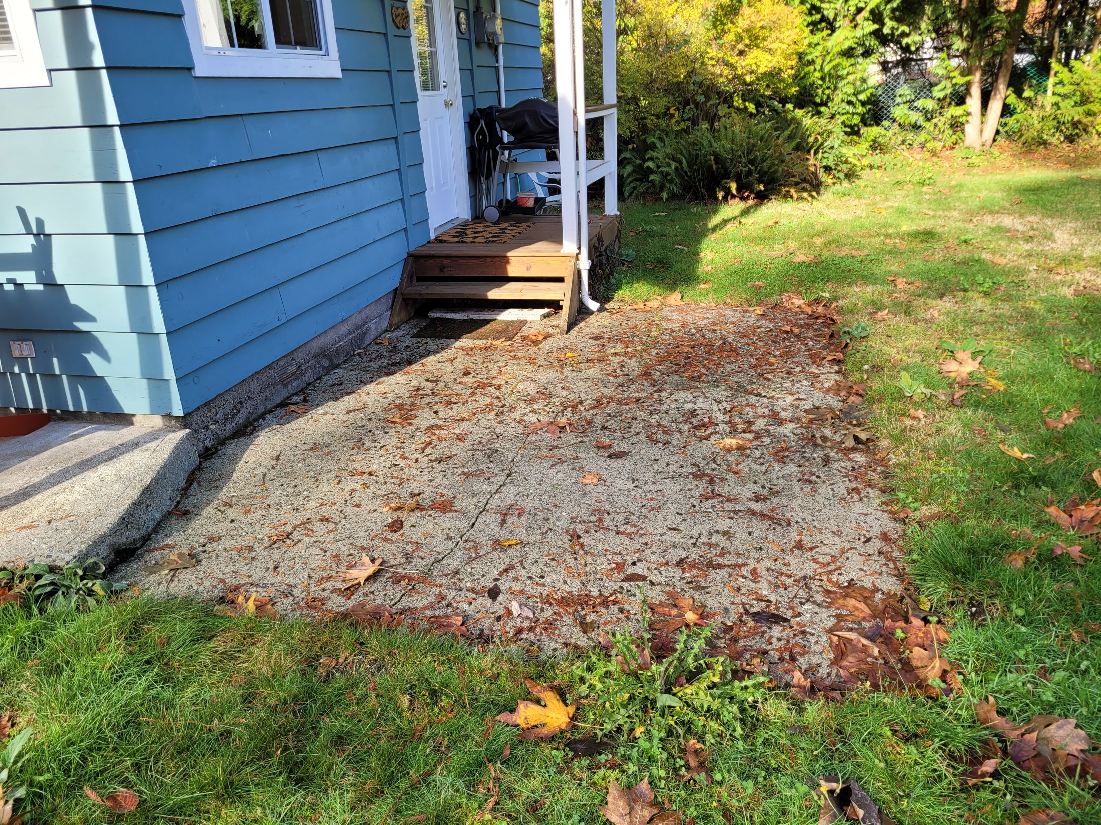 Cracked concrete patio before construction