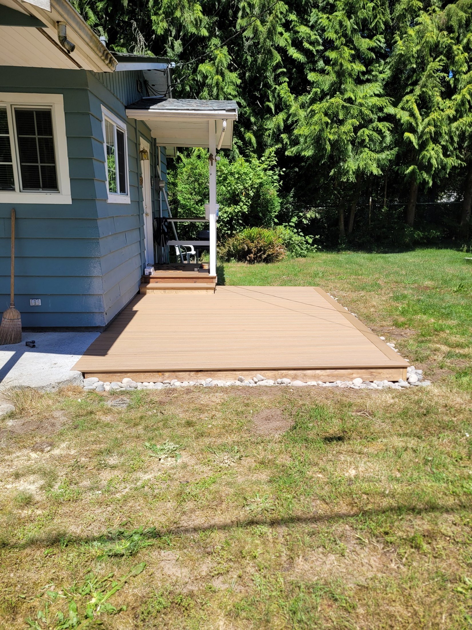 Step-free edge of the completed 16 by 10 foot cabin deck