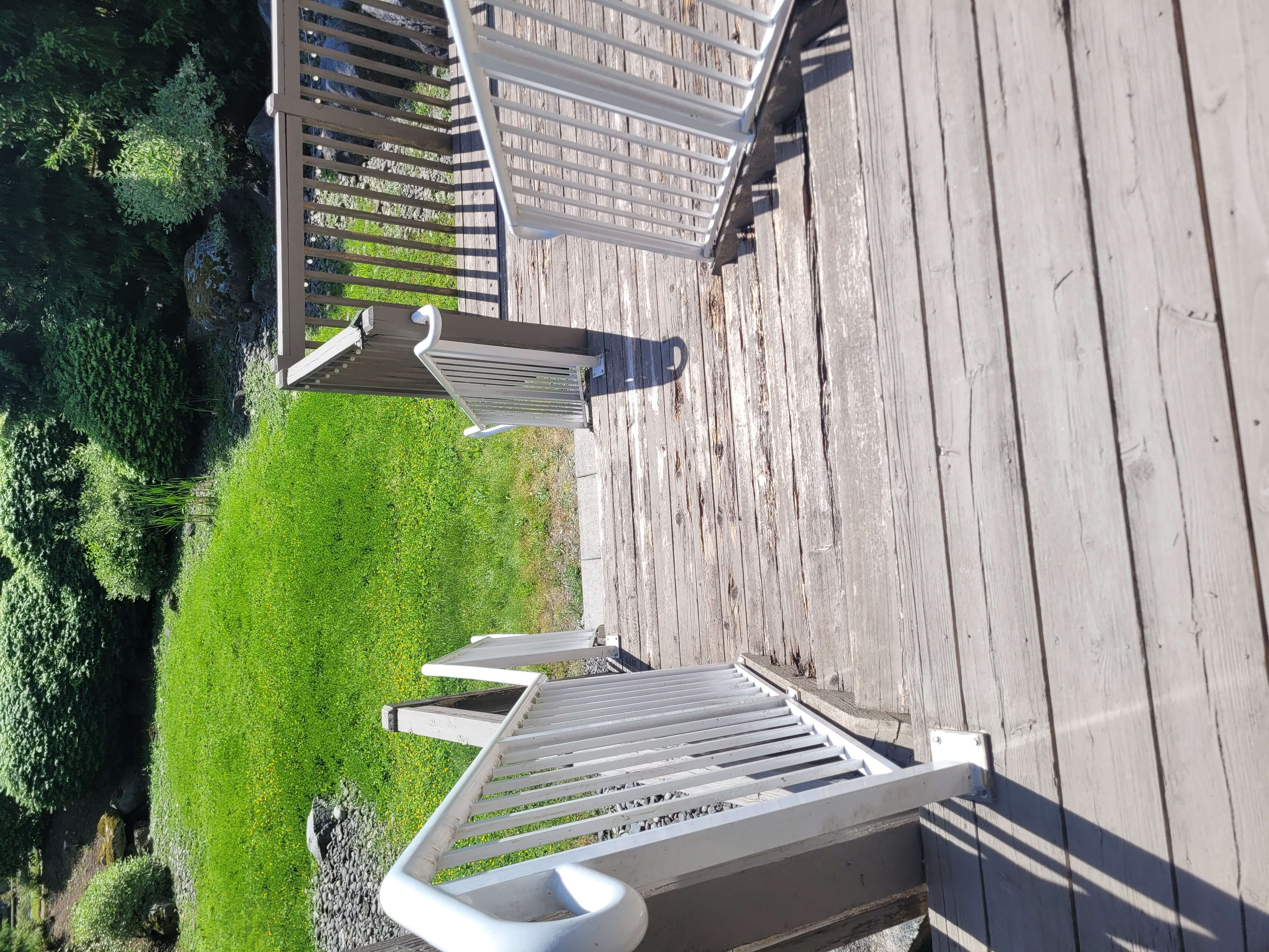 Before – Unsafe lower deck near pond