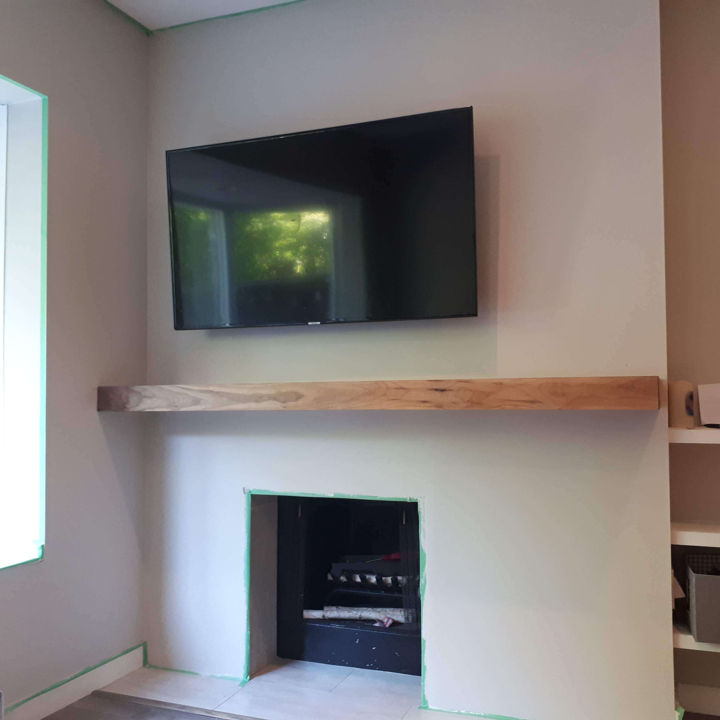 Custom carpentry project - Custom wall mantle with walnuts 1