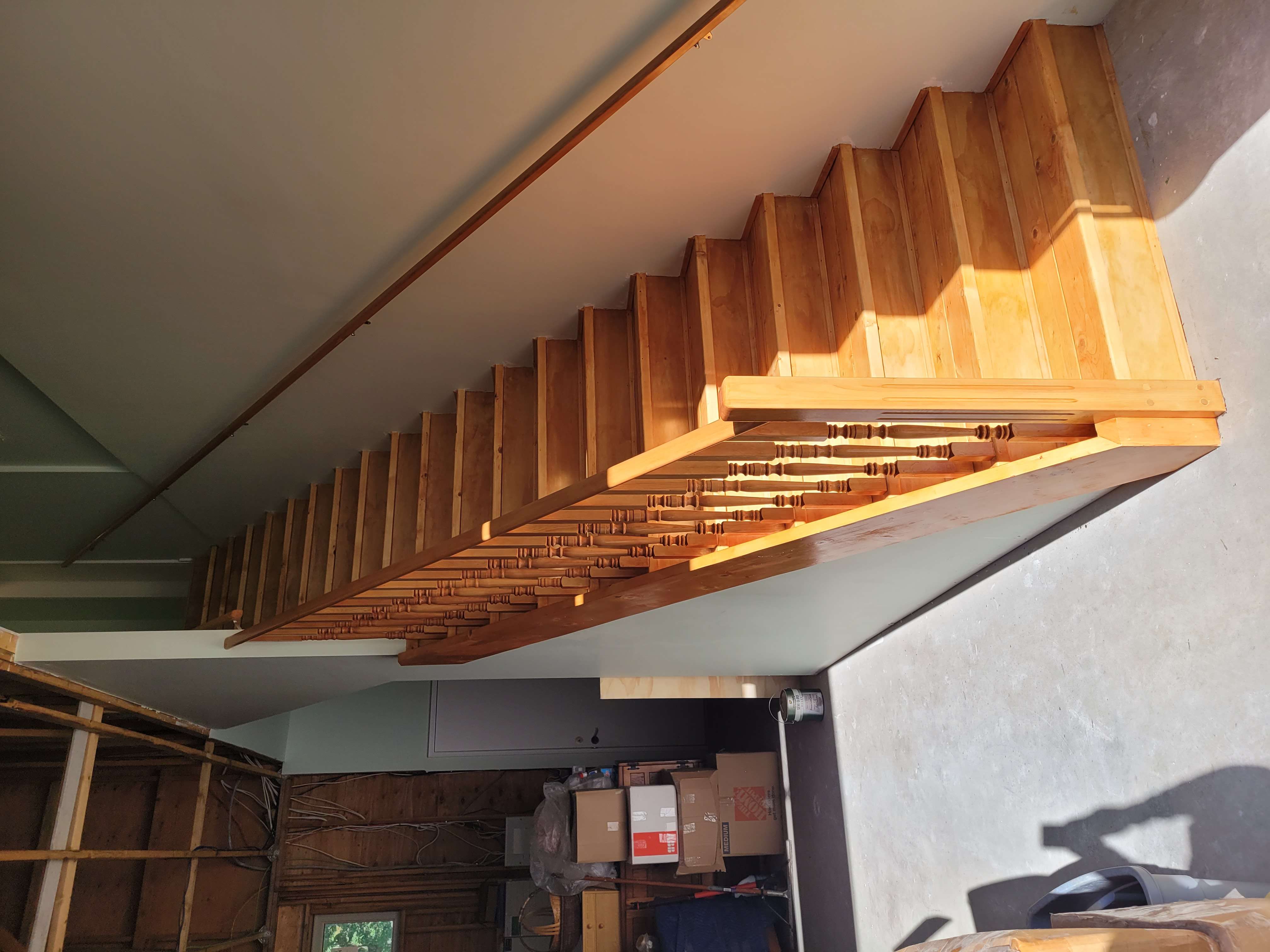 Handlrail installation, stair framing and stain 1