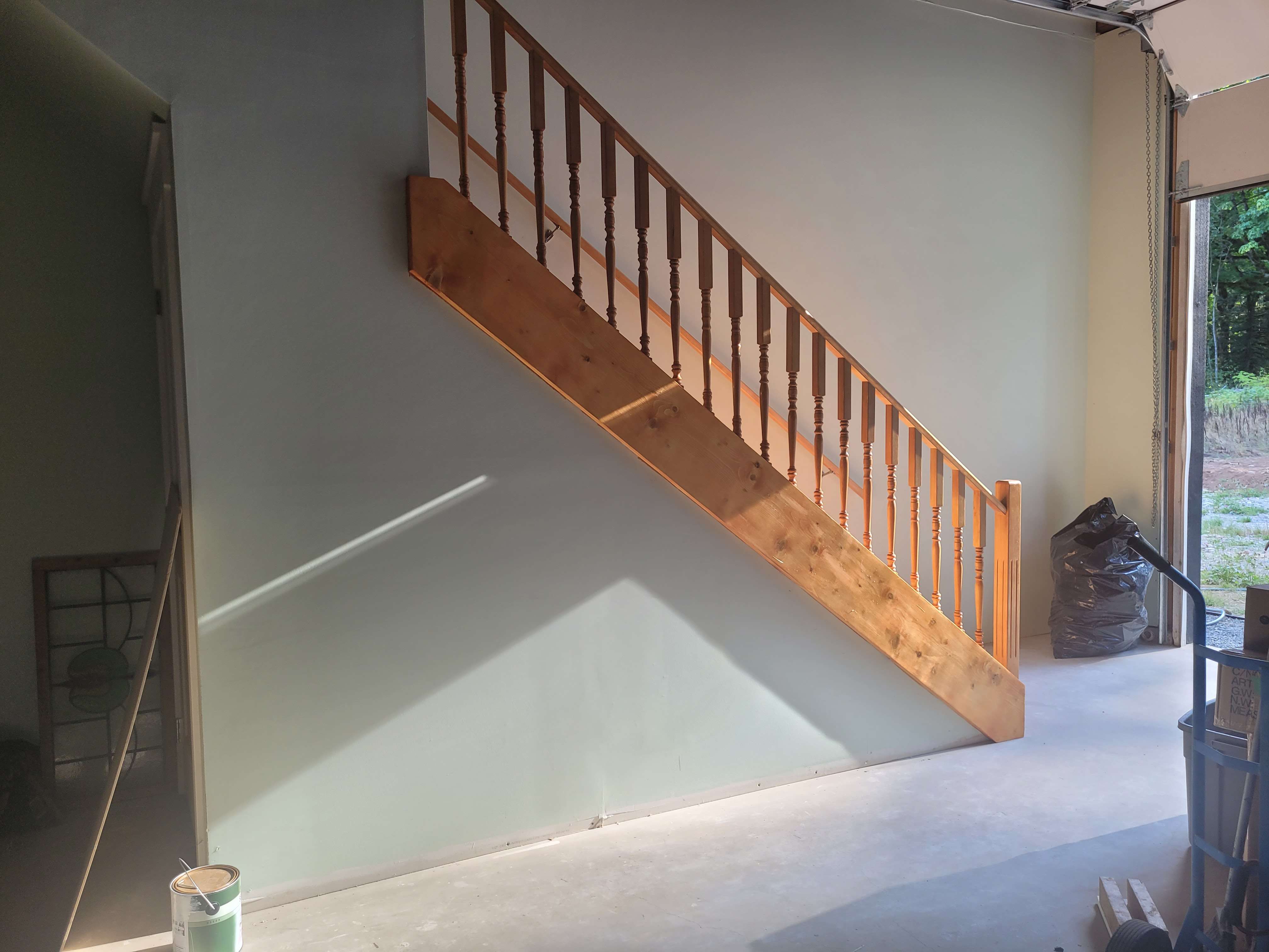 Handlrail installation, stair framing and stain 2